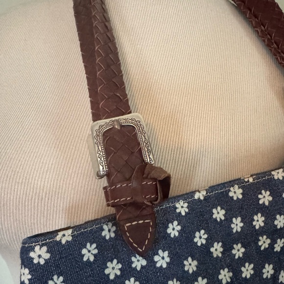 [Brighton] White Daisy Blue Denim and Braided Leather Purse 🌼